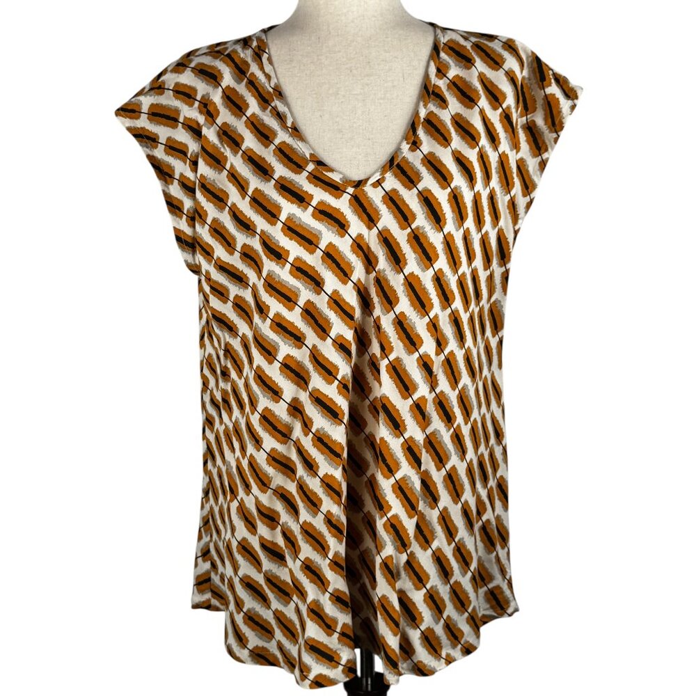 Like new MASAI Abstract Pattern Loose Fitting V-Neck Top Size XL
